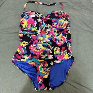 Anne Cole Floral Standard Twist Front Shirred One Piece Bathing Suit Plus Sz 24W